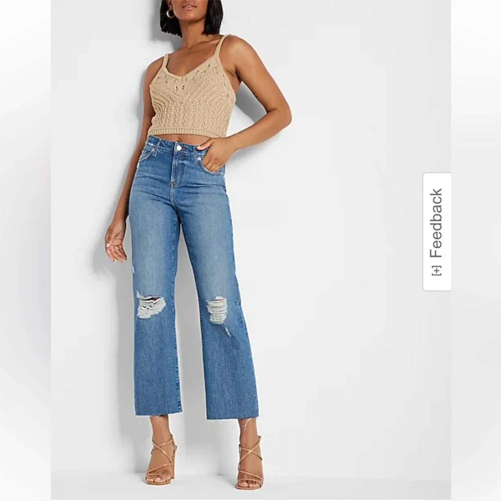 NWT Mid Rise Medium Wash Ripped 90s Ankle Boot Jeans - Picture 1 of 10